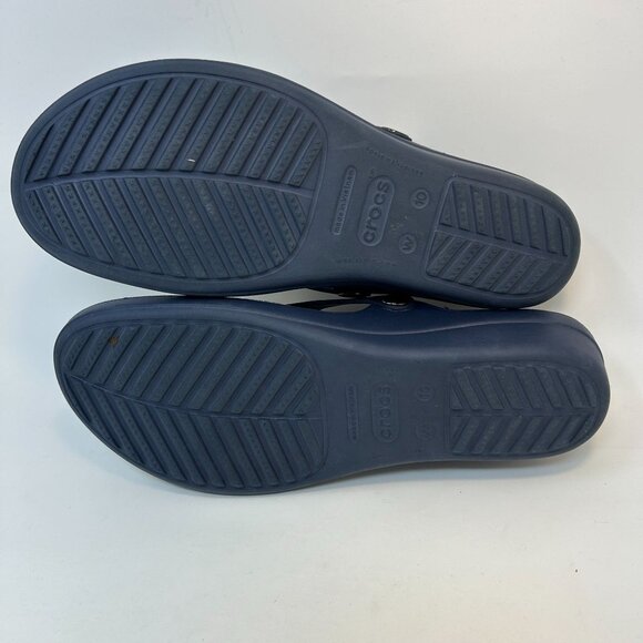 Crocs Sanrah Circle Slide Wedge Flip Sandal Women's 10 Navy Blue Gray - Picture 9 of 9